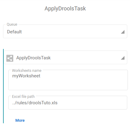 ApplyDroolsTask configuration in Fast2 catalog