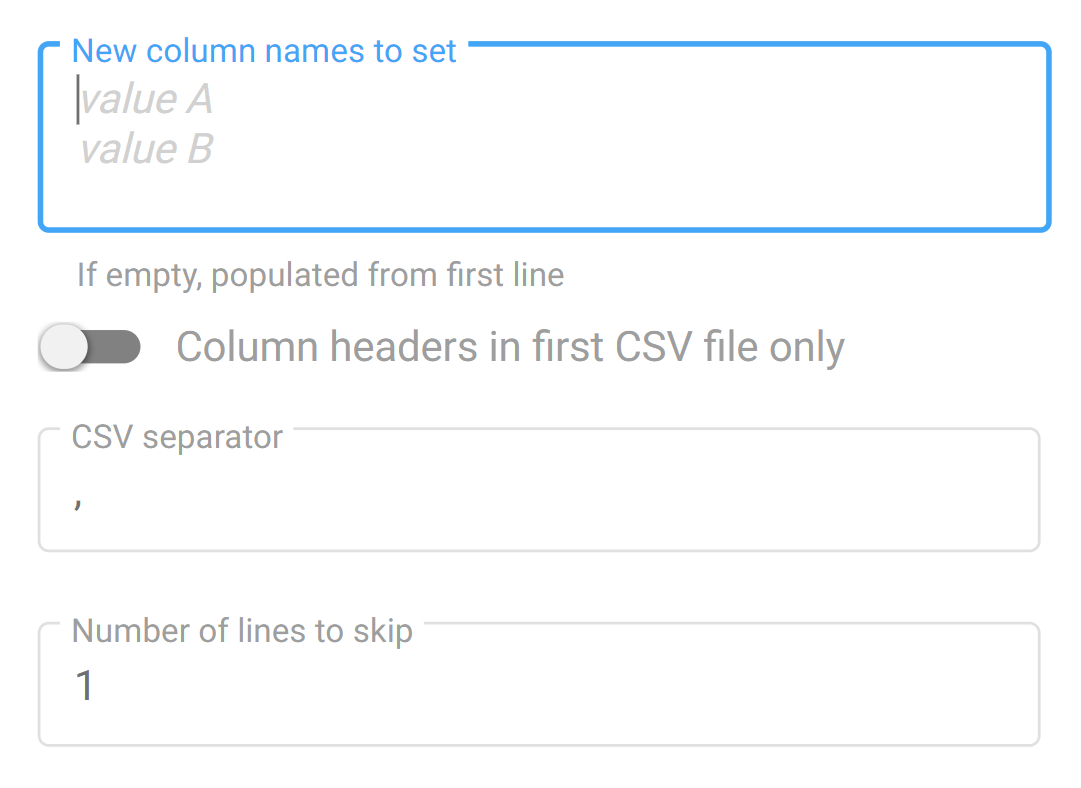 CSV source task configuration for new data names